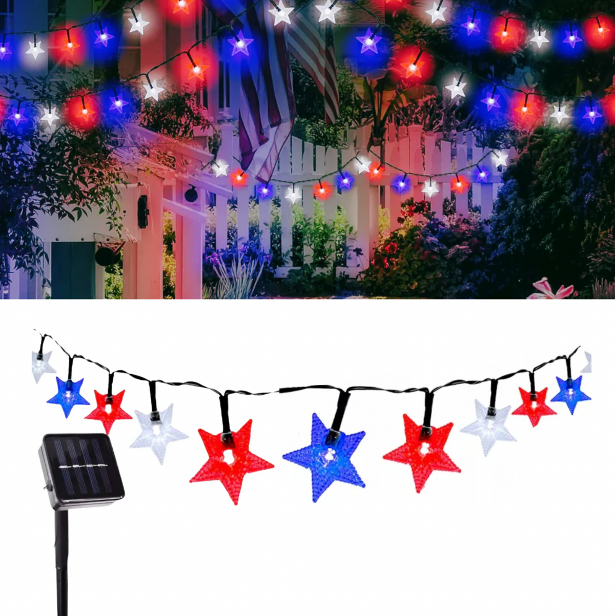 Pack 2 guirnaldas solares de estrellas 10 m