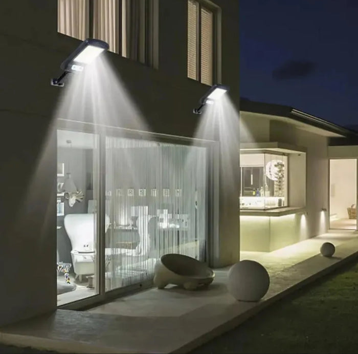 Combo patio: 3 focos solares con control + guirnalda solar 10 m