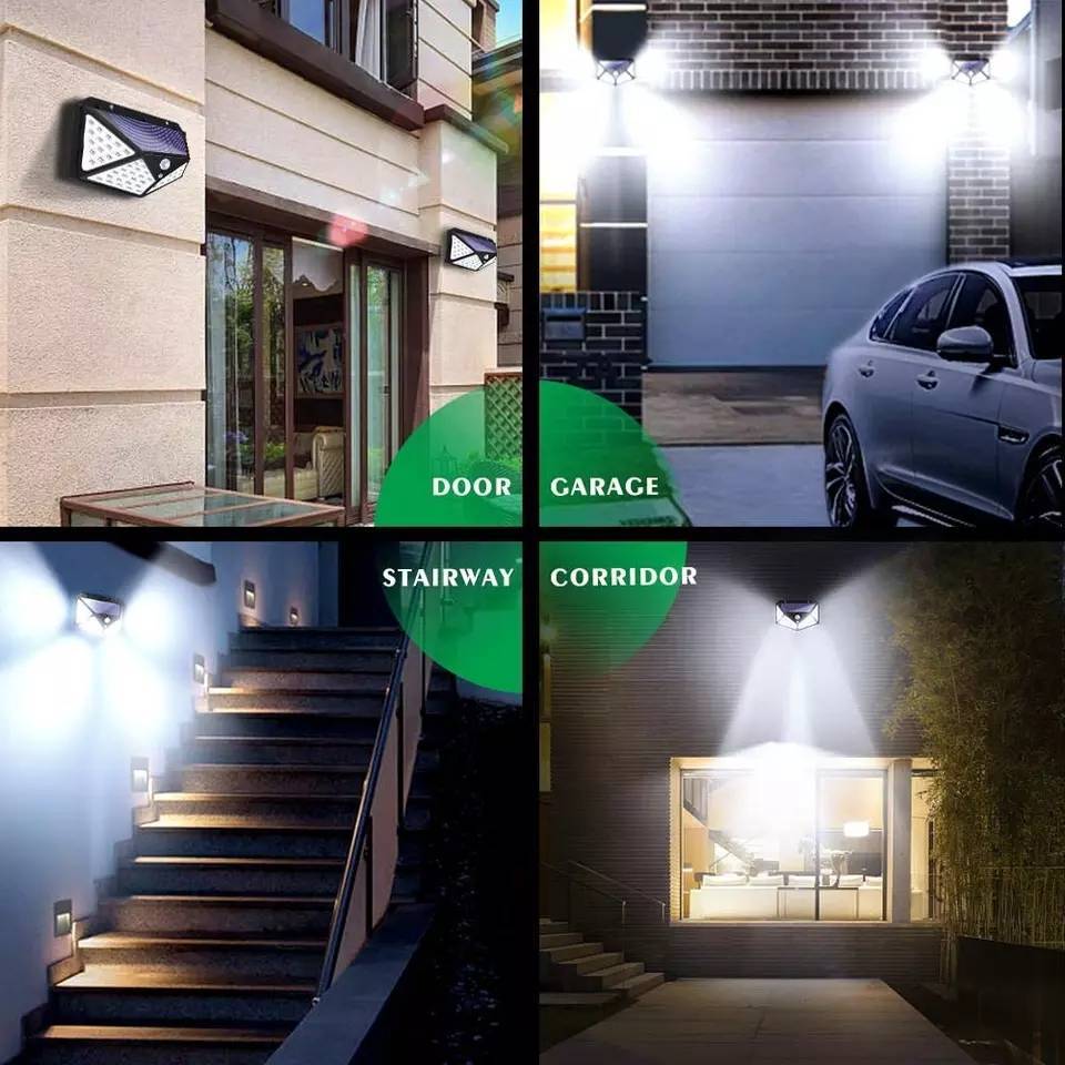 Foco solar 100 LED con sensor de movimiento