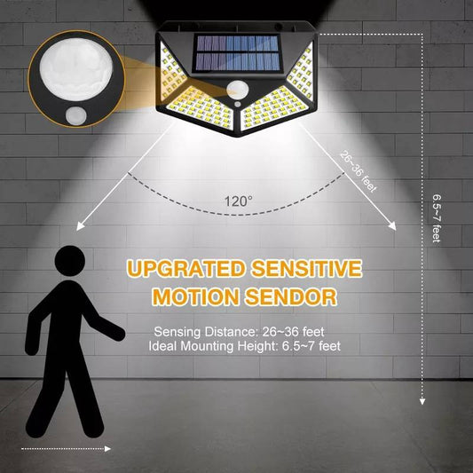 Foco solar 100 LED con sensor de movimiento