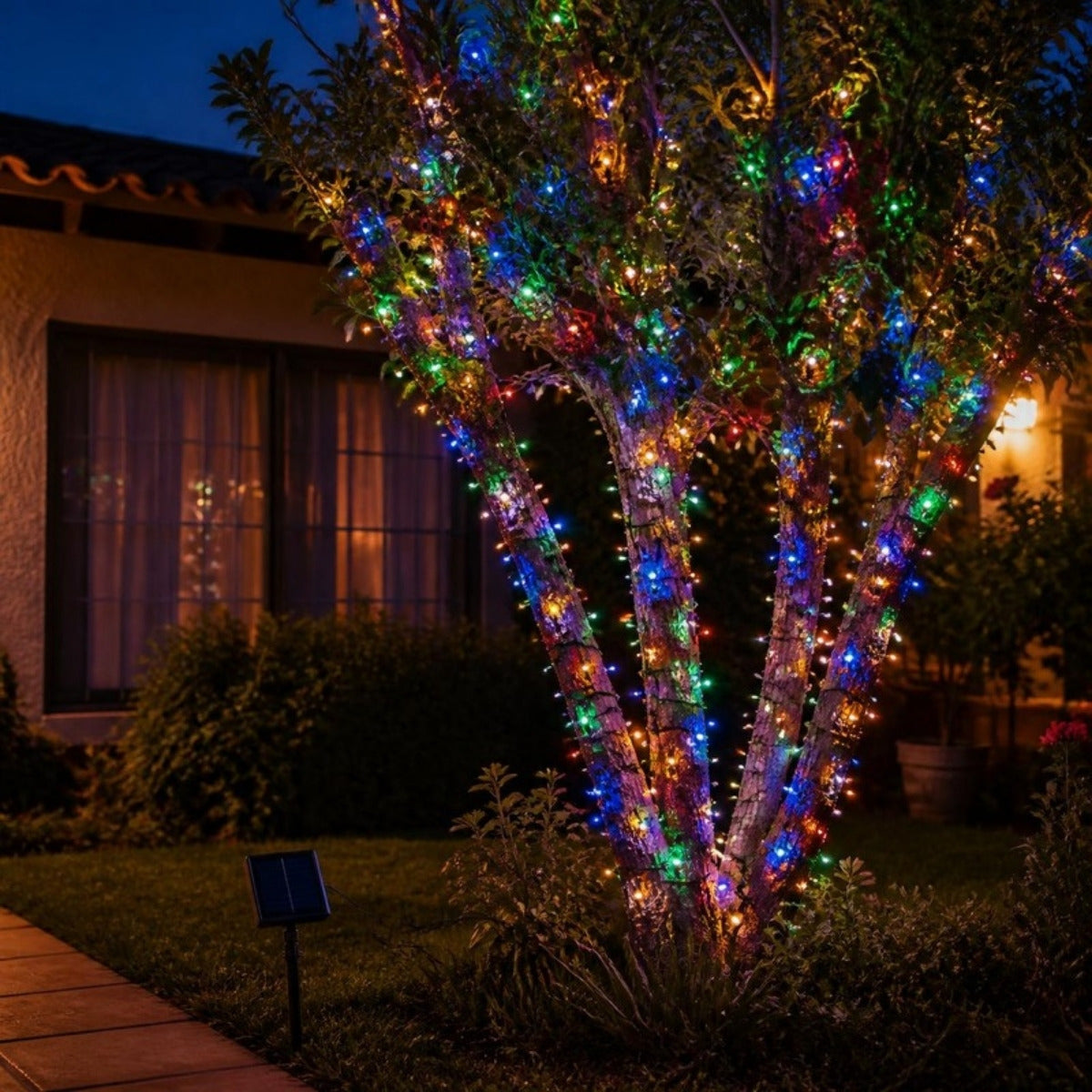 Luces de Navidad solares 20 m multicolor · imagen referencial