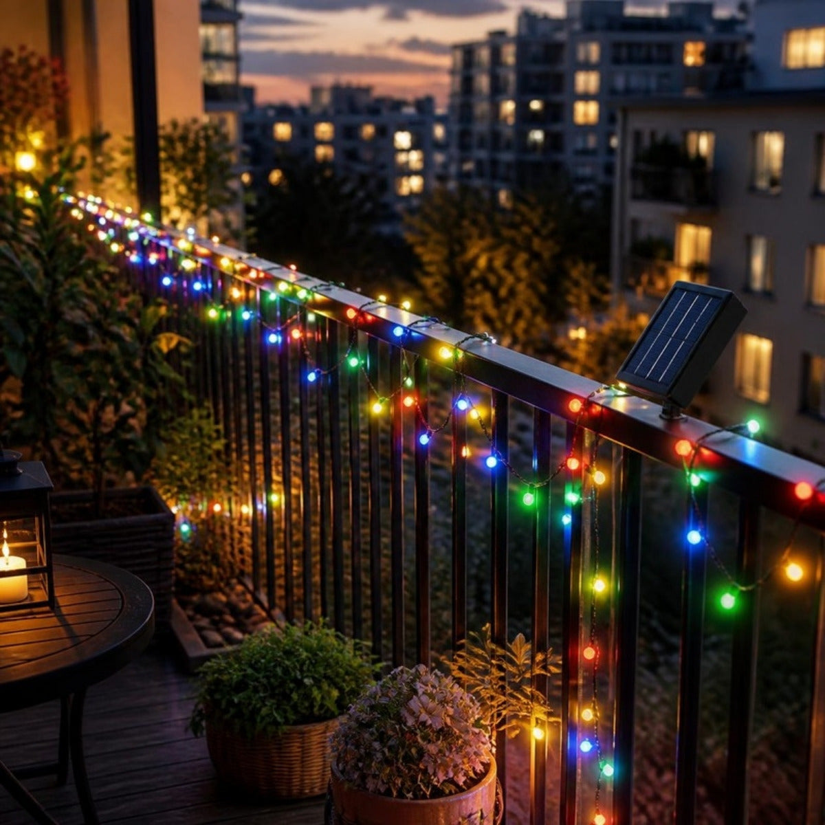 Luces de Navidad solares 20 m multicolor · imagen referencial
