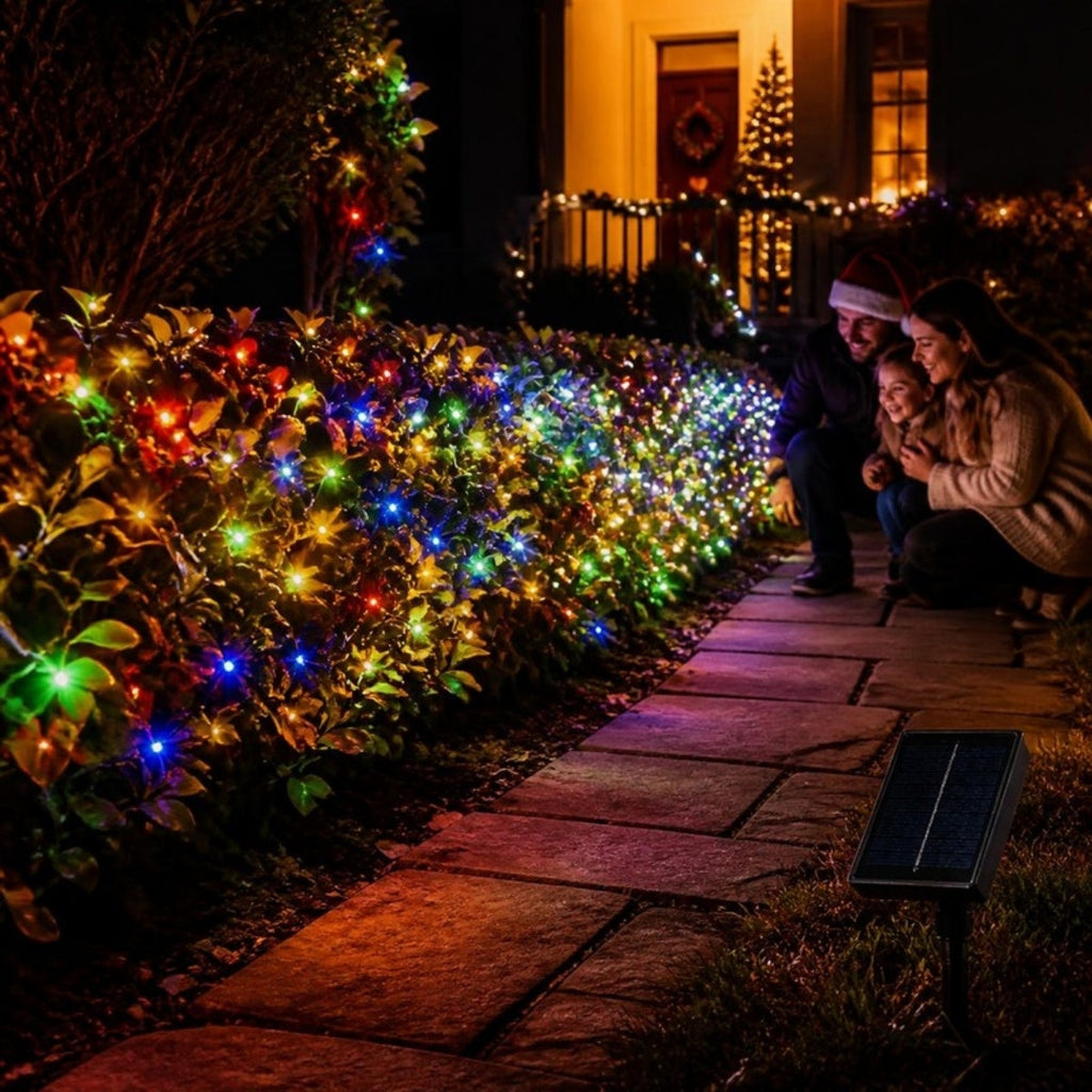 Luces de Navidad solares 20 m multicolor · imagen referencial